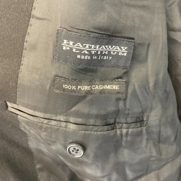 Hathaway Platinum 100% Cashmere Sports Coat Blazer Jacket Mens 46L Italy Black - Picture 3 of 14